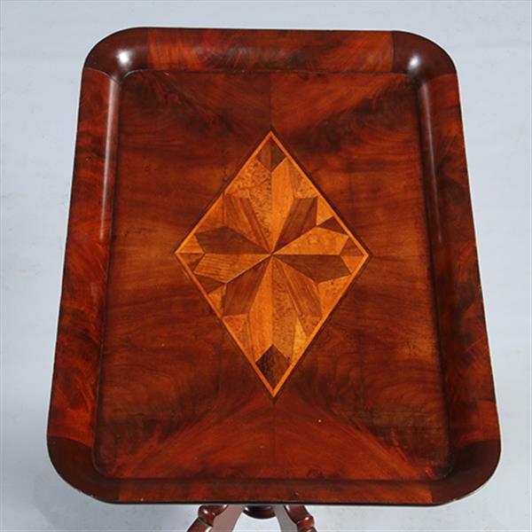 Grote foto willem iii bijzettafeltje ca 1860 met opstaande rand ingelegd met een marqueterie ruit no.300220 antiek en kunst stoelen en banken