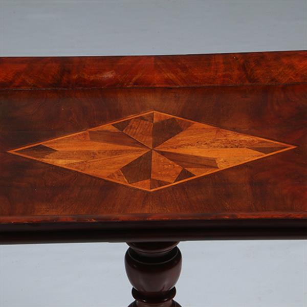 Grote foto willem iii bijzettafeltje ca 1860 met opstaande rand ingelegd met een marqueterie ruit no.300220 antiek en kunst stoelen en banken