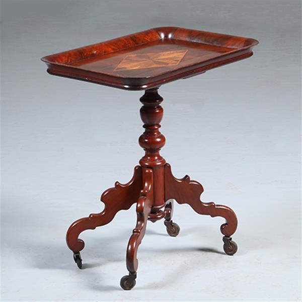 Grote foto willem iii bijzettafeltje ca 1860 met opstaande rand ingelegd met een marqueterie ruit no.300220 antiek en kunst stoelen en banken