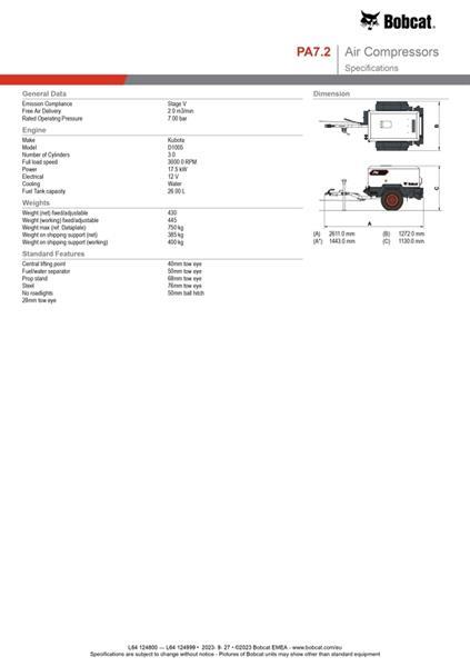 Grote foto bobcat mobiele compressor pa7.2 doe het zelf en verbouw compressors