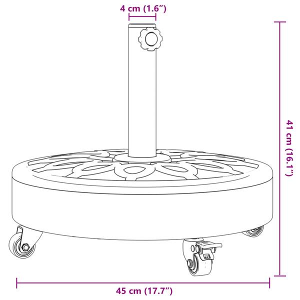 Grote foto vidaxl parasolvoet met wielen voor stok van 38 48 mm 27 kg rond tuin en terras overige tuin en terras