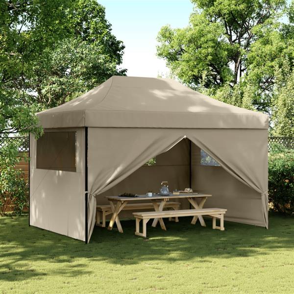 Grote foto vidaxl partytent inklapbaar pop up met 4 zijwanden taupe tuin en terras overige tuin en terras