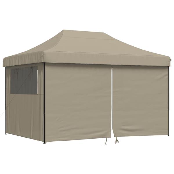 Grote foto vidaxl partytent inklapbaar pop up met 4 zijwanden taupe tuin en terras overige tuin en terras