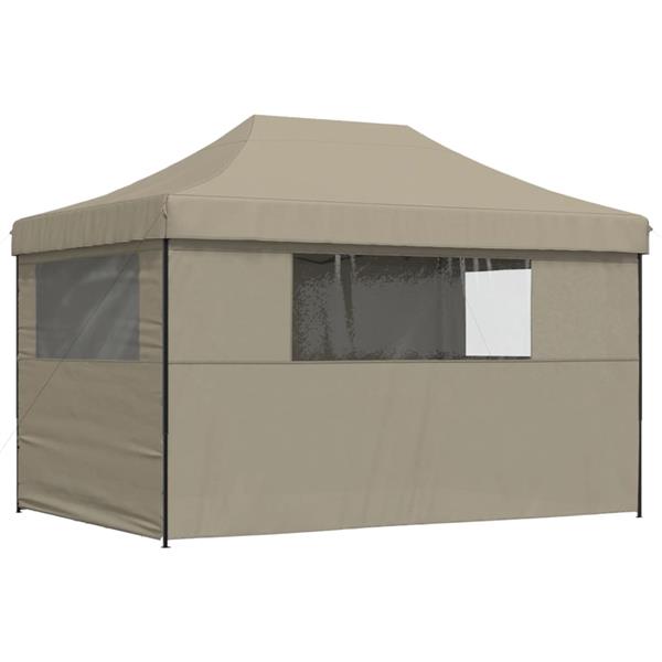 Grote foto vidaxl partytent inklapbaar pop up met 4 zijwanden taupe tuin en terras overige tuin en terras