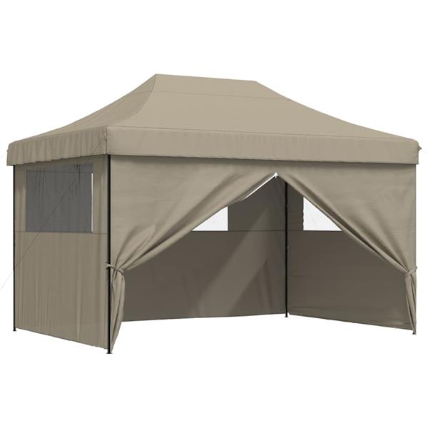 Grote foto vidaxl partytent inklapbaar pop up met 4 zijwanden taupe tuin en terras overige tuin en terras