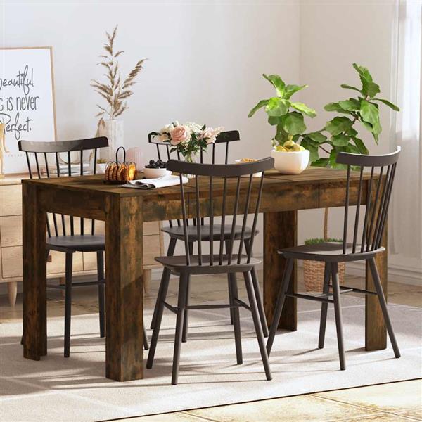 Grote foto vidaxl eettafel 140x74 5x76 cm bewerkt hout gerookt eikenkleurig huis en inrichting eettafels