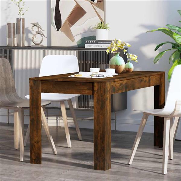 Grote foto vidaxl eettafel 140x74 5x76 cm bewerkt hout gerookt eikenkleurig huis en inrichting eettafels