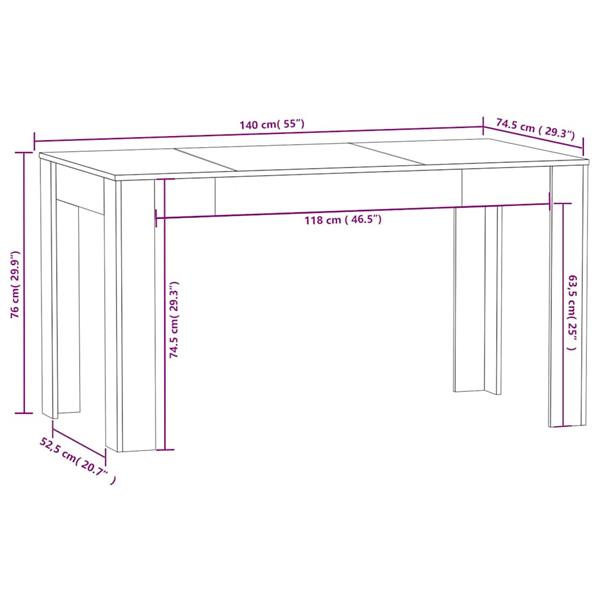 Grote foto vidaxl eettafel 140x74 5x76 cm bewerkt hout gerookt eikenkleurig huis en inrichting eettafels