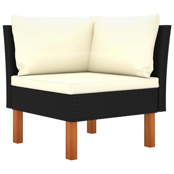 Grote foto vidaxl 3 delige loungeset poly rattan en massief eucalyptushout tuin en terras tuinmeubelen