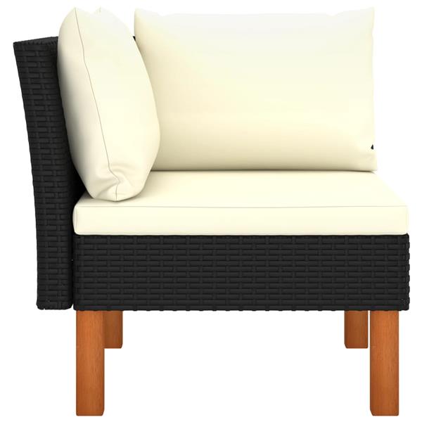 Grote foto vidaxl 3 delige loungeset poly rattan en massief eucalyptushout tuin en terras tuinmeubelen