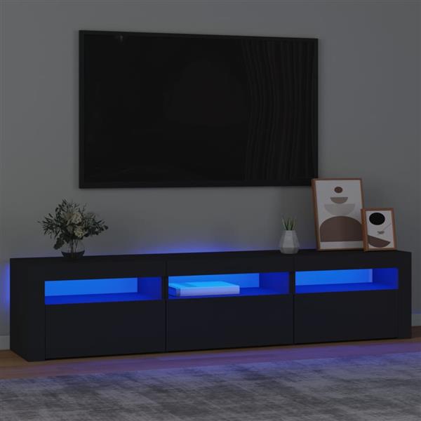 Grote foto vidaxl tv meubel met led verlichting 180x35x40 cm zwart huis en inrichting overige