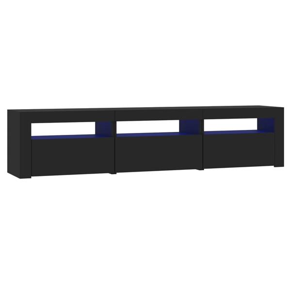 Grote foto vidaxl tv meubel met led verlichting 180x35x40 cm zwart huis en inrichting overige