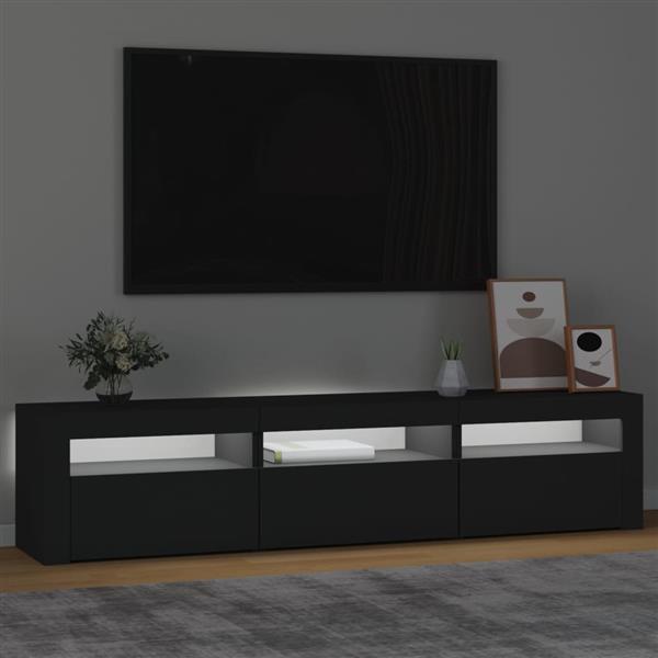 Grote foto vidaxl tv meubel met led verlichting 180x35x40 cm zwart huis en inrichting overige