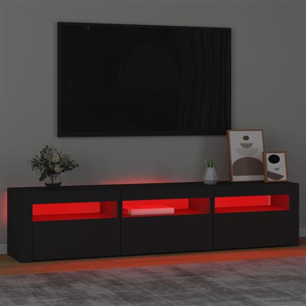 Grote foto vidaxl tv meubel met led verlichting 180x35x40 cm zwart huis en inrichting overige