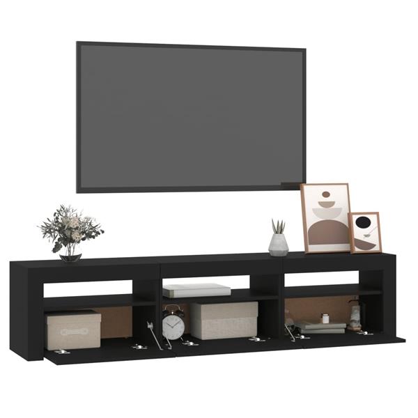 Grote foto vidaxl tv meubel met led verlichting 180x35x40 cm zwart huis en inrichting overige