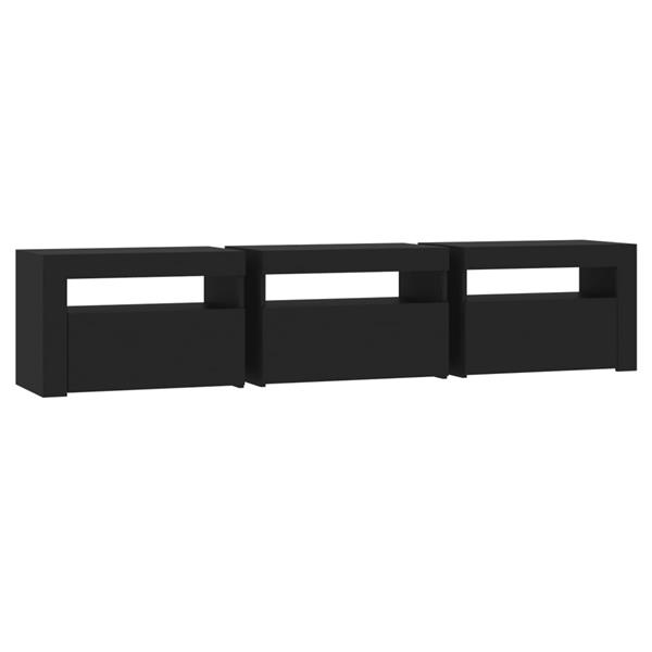 Grote foto vidaxl tv meubel met led verlichting 180x35x40 cm zwart huis en inrichting overige
