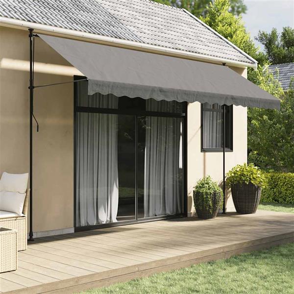 Grote foto vidaxl luifel uittrekbaar 400x150 cm stof en staal antracietkleurig tuin en terras overige tuin en terras