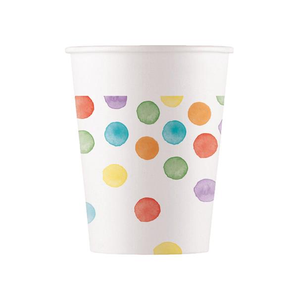 Grote foto multicolorwater dots fsc paper cups 200ml wm 8st verzamelen overige verzamelingen