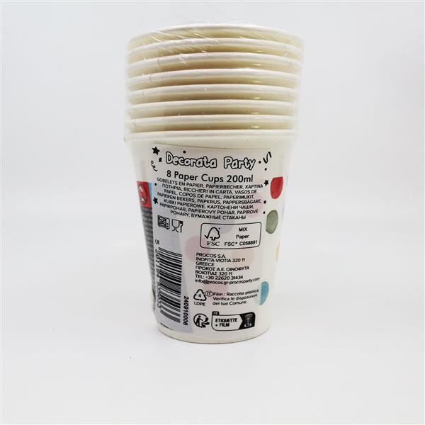 Grote foto multicolorwater dots fsc paper cups 200ml wm 8st verzamelen overige verzamelingen