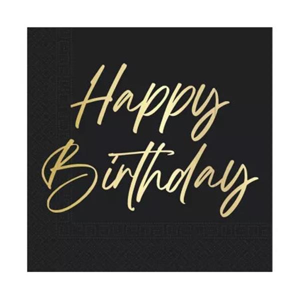 Grote foto elegant happy birthday fsc two ply paper napkins 33x33cm 20st verzamelen overige verzamelingen