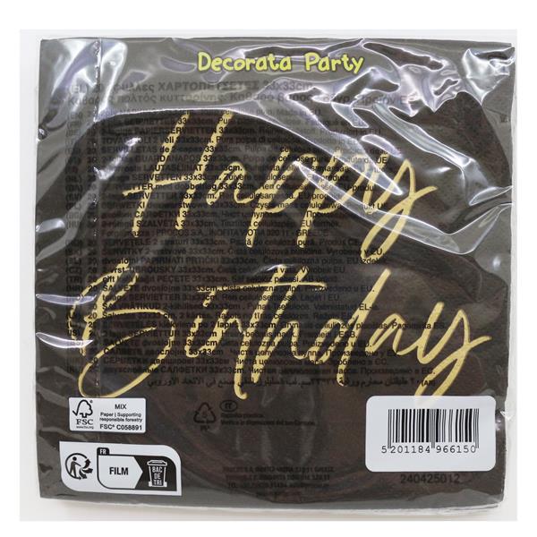 Grote foto elegant happy birthday fsc two ply paper napkins 33x33cm 20st verzamelen overige verzamelingen