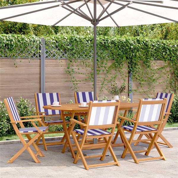 Grote foto vidaxl 7 delige tuinset massief hout en stof blauw en wit tuin en terras tuinmeubelen