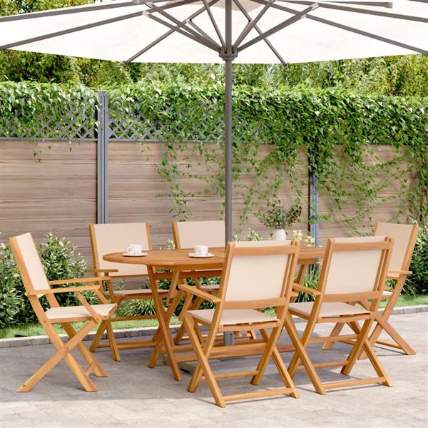 Grote foto vidaxl 7 delige tuinset massief hout en stof beige tuin en terras tuinmeubelen