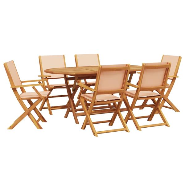 Grote foto vidaxl 7 delige tuinset massief hout en stof beige tuin en terras tuinmeubelen