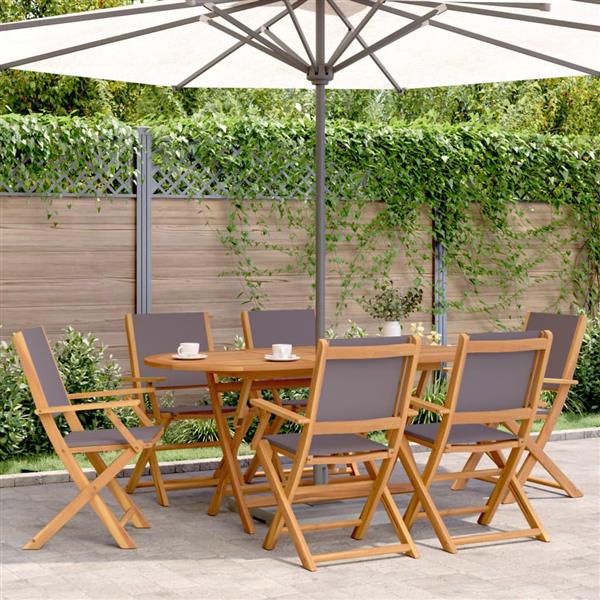 Grote foto vidaxl 7 delige tuinset massief hout en stof antracietkleurig tuin en terras tuinmeubelen
