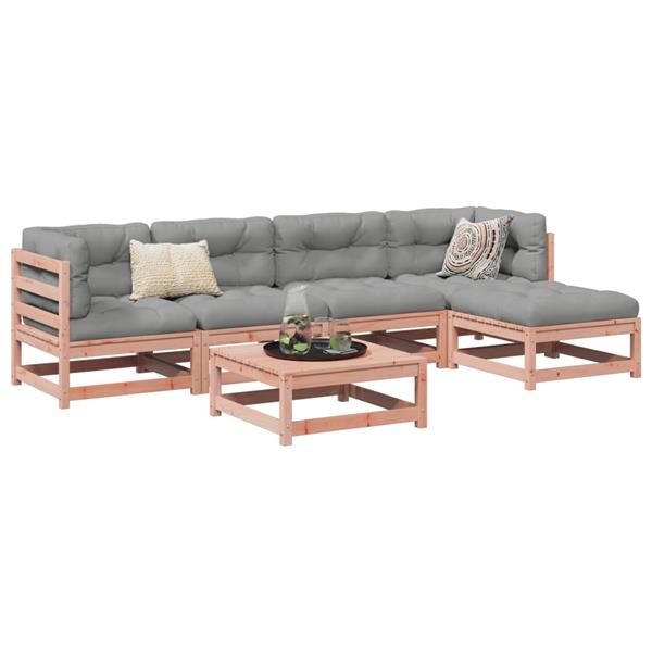 Grote foto vidaxl 6 delige loungeset met kussens massief douglas vurenhout tuin en terras tuinmeubelen