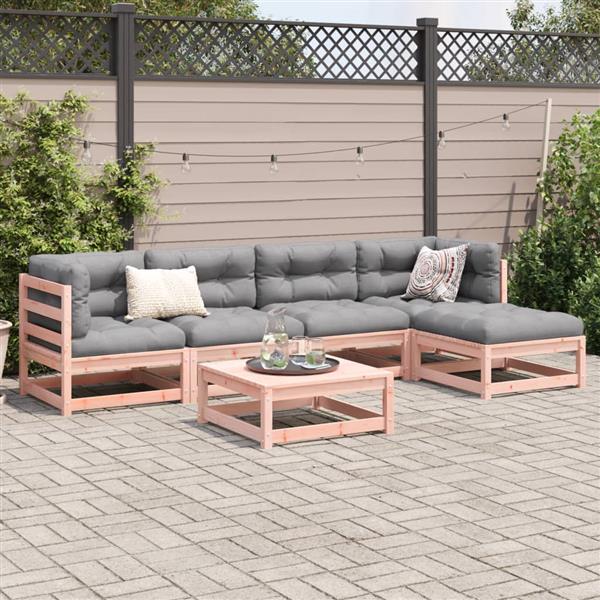 Grote foto vidaxl 6 delige loungeset met kussens massief douglas vurenhout tuin en terras tuinmeubelen
