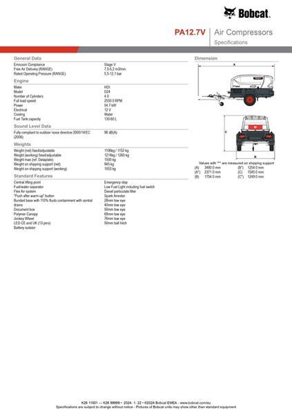 Grote foto bobcat mobiele compressor pa12.7 doe het zelf en verbouw compressors