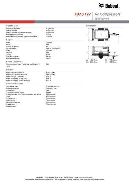 Grote foto bobcat mobiele compressor pa10.12 doe het zelf en verbouw compressors