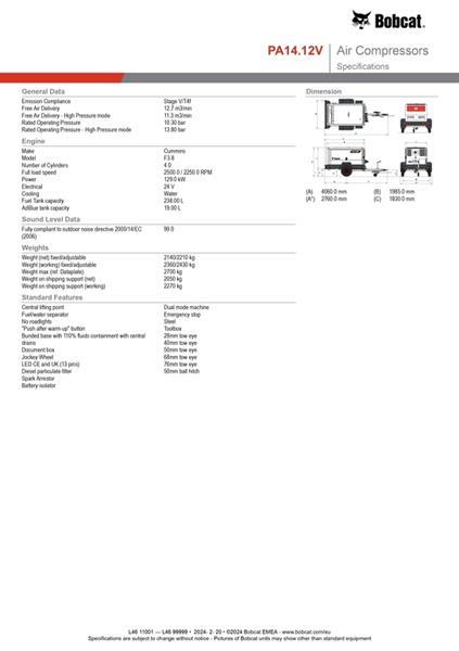 Grote foto bobcat mobiele compressor pa14.12 doe het zelf en verbouw compressors