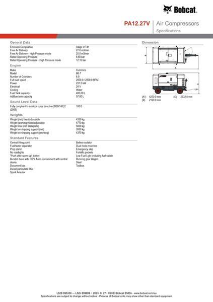 Grote foto bobcat mobiele compressor pa12.27 doe het zelf en verbouw compressors