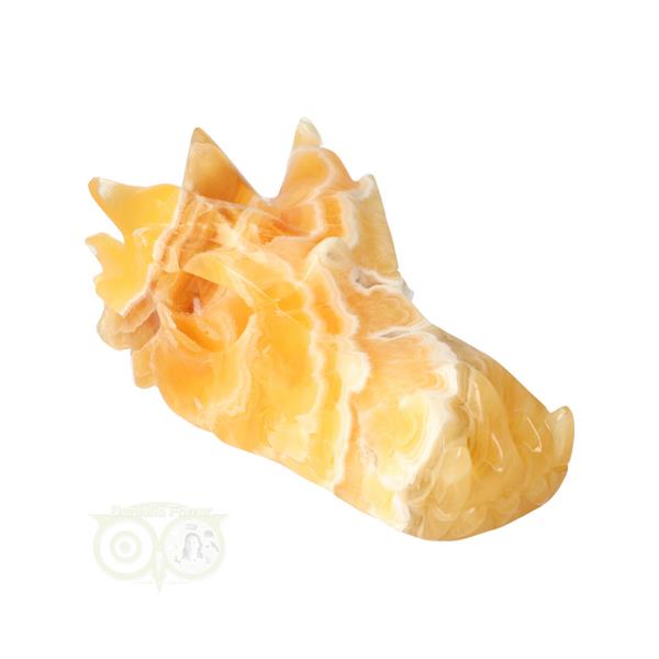 Grote foto oranje calciet draken schedel 822 gram verzamelen overige verzamelingen