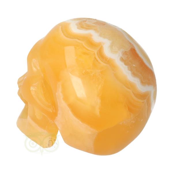 Grote foto oranje calciet schedel 438 gram verzamelen overige verzamelingen