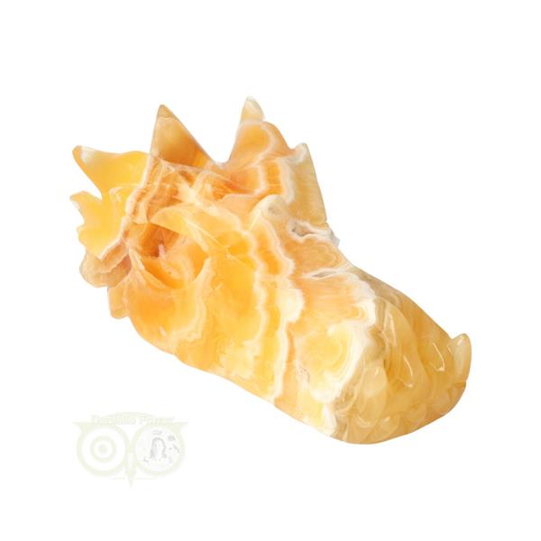 Grote foto oranje calciet draken schedel 822 gram verzamelen overige verzamelingen