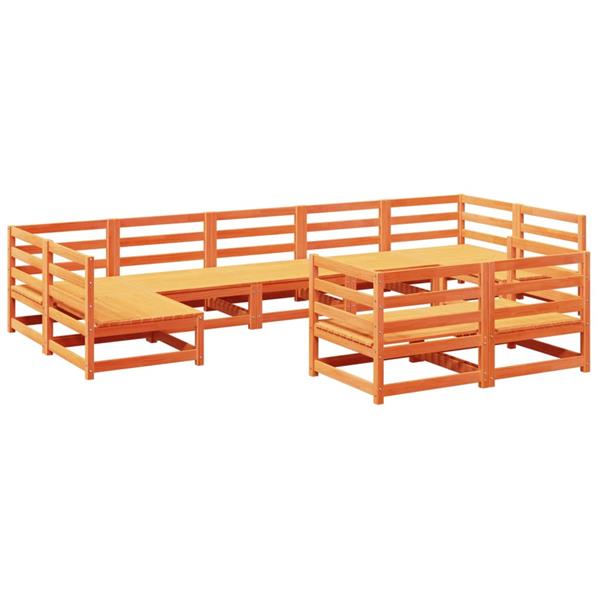 Grote foto vidaxl 9 delige loungeset massief grenenhout wasbruin tuin en terras tuinmeubelen