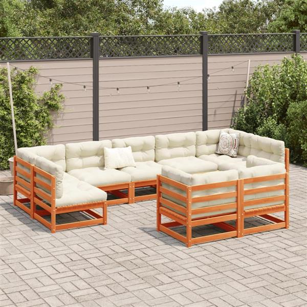 Grote foto vidaxl 9 delige loungeset massief grenenhout wasbruin tuin en terras tuinmeubelen