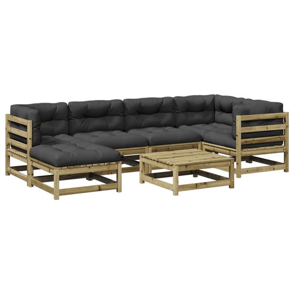 Grote foto vidaxl 7 delige loungeset met kussens ge mpregneerd grenenhout tuin en terras tuinmeubelen