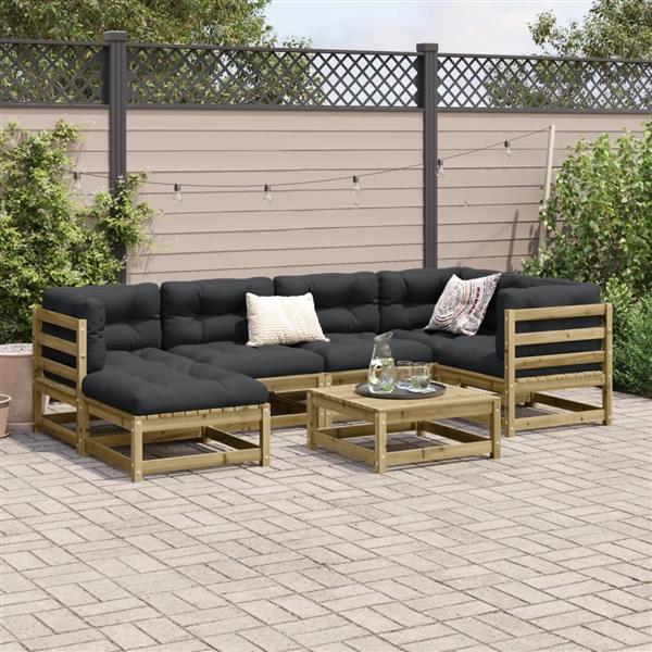 Grote foto vidaxl 7 delige loungeset met kussens ge mpregneerd grenenhout tuin en terras tuinmeubelen