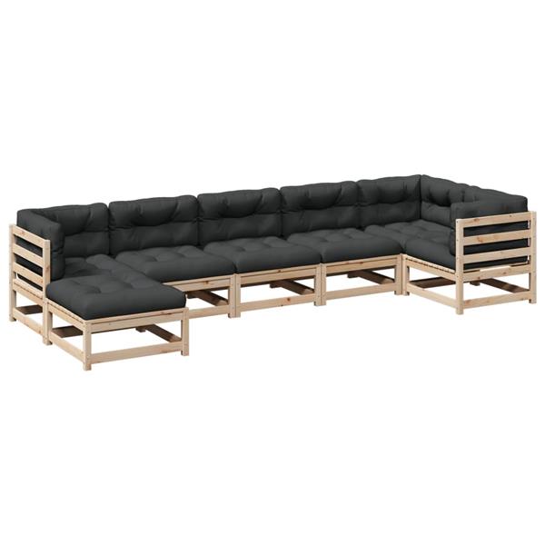 Grote foto vidaxl 7 delige loungeset met kussens massief grenenhout tuin en terras tuinmeubelen