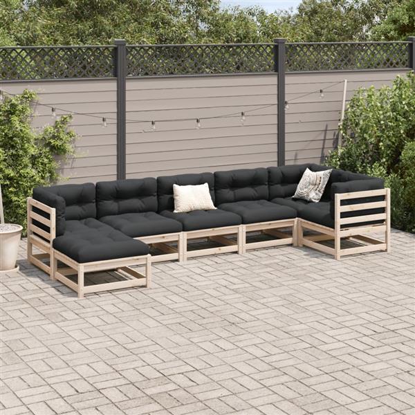 Grote foto vidaxl 7 delige loungeset met kussens massief grenenhout tuin en terras tuinmeubelen