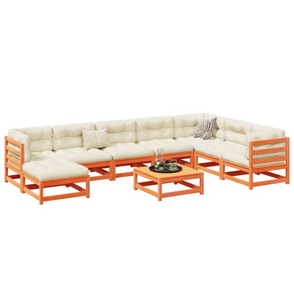Grote foto vidaxl 9 delige loungeset massief grenenhout wasbruin tuin en terras tuinmeubelen