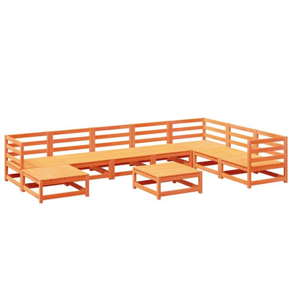 Grote foto vidaxl 9 delige loungeset massief grenenhout wasbruin tuin en terras tuinmeubelen