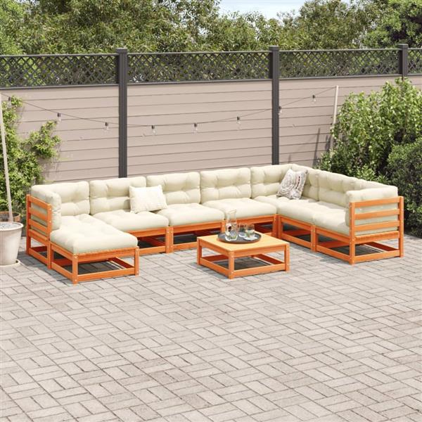 Grote foto vidaxl 9 delige loungeset massief grenenhout wasbruin tuin en terras tuinmeubelen