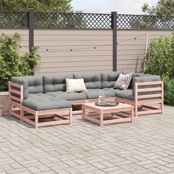 Grote foto vidaxl 7 delige loungeset met kussens massief douglas vurenhout tuin en terras tuinmeubelen