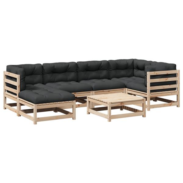 Grote foto vidaxl 7 delige loungeset met kussens massief grenenhout tuin en terras tuinmeubelen