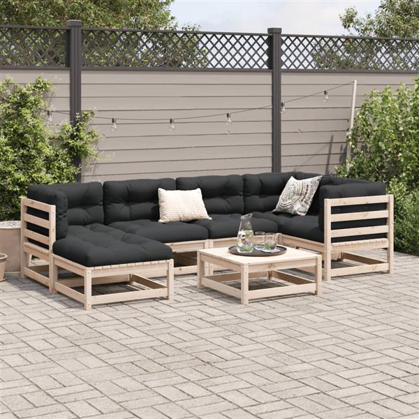 Grote foto vidaxl 7 delige loungeset met kussens massief grenenhout tuin en terras tuinmeubelen